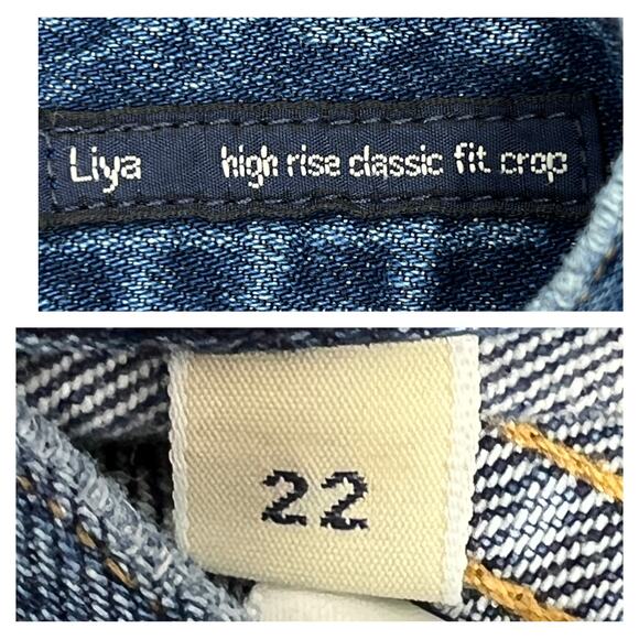 Citizens of Humanity Liya Classic Fit Crop Sz 22" Blue Distressed Summer Sleek - Picture 4 of 14